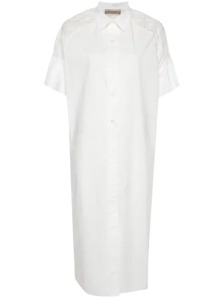 Przezroczysta maksi sukienka koszulowa Gentry Portofino garniturowa biała