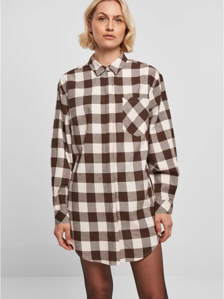 Rochie tip cămașă Urban Classics de flanelă roz