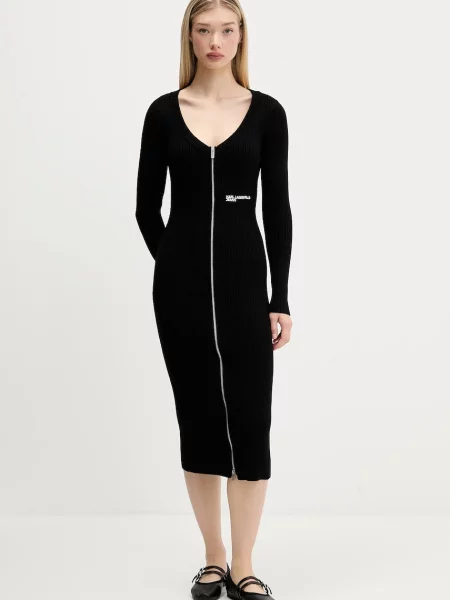 Karl Lagerfeld Jeans rochie negru midi mulată alb