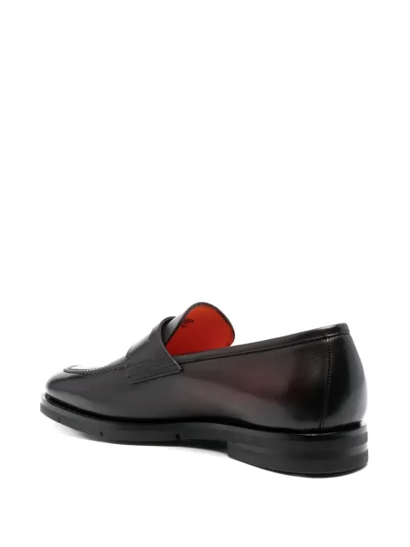 Pantofi loafer Santoni din piele roșu