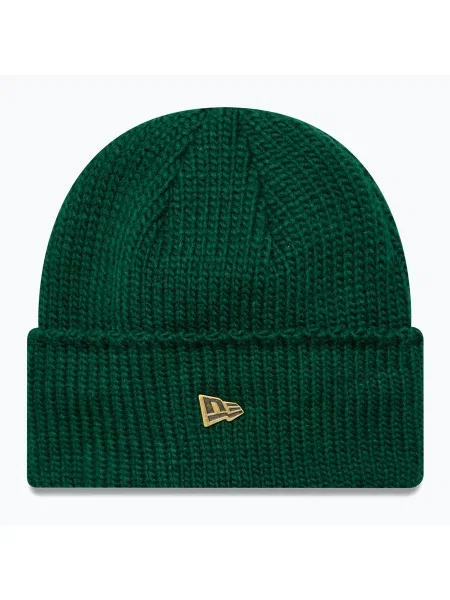 Трикотажная широкая шапка бини New Era зеленая