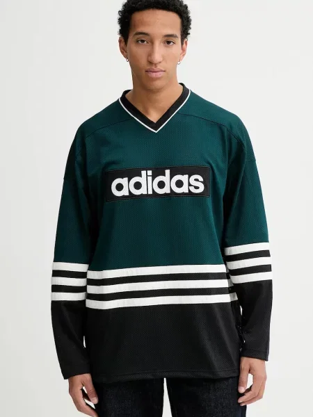 Bluzka z długim rękawem Adidas Originals z dżerseju zielona