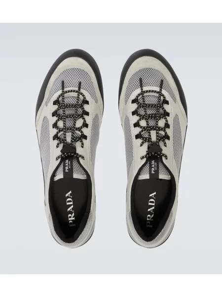 Sneakerși Prada din piele gri