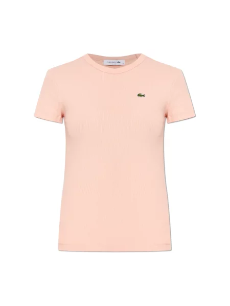 Lacoste Koszulki Kobieta S Dopasowana Koszulka z Bawełny Prążkowanej Lacoste Sport różowy