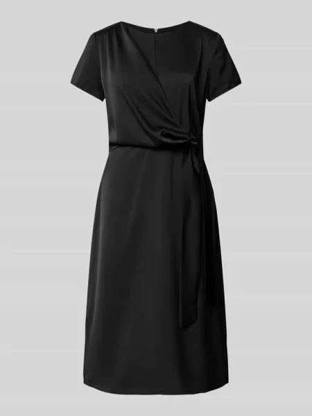 Sukienka koktajlowa do kolan z detalem wiązania i zamkiem błyskawicznym Rinascimento czarna