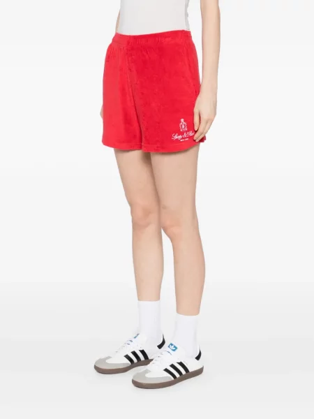 Pantaloni scurți Sporty & Rich din material terry roșu