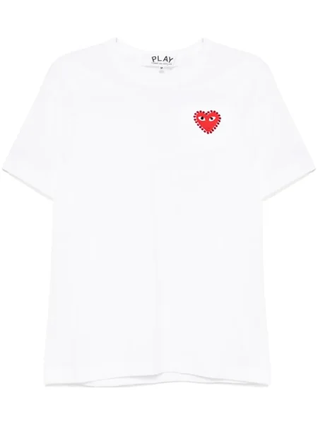 Koszulka Comme Des Garcons Play z kryształkami biała | Shopsy