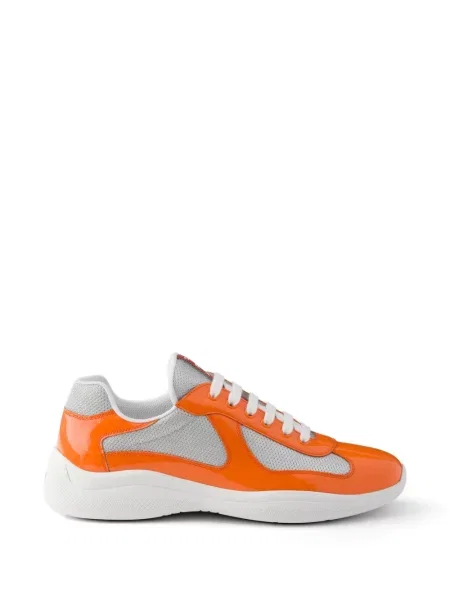 Sneakerși Prada din piele de lac portocaliu
