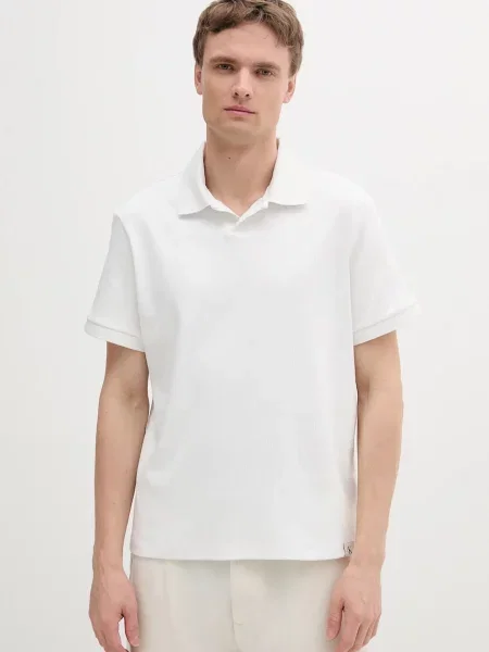 Bombažen polo Calvin Klein Jeans bela