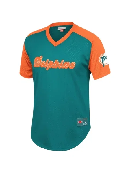 Tricou Mitchell & Ness cu decolteu în V verde
