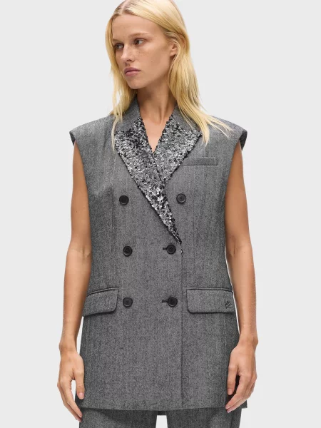 Жилет Karl Lagerfeld з відворотом сірий