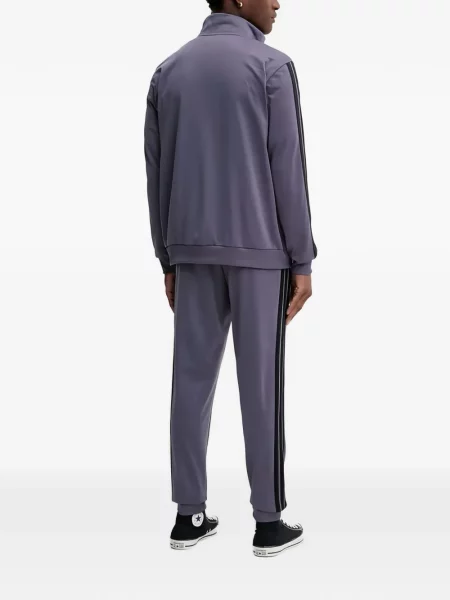 Prugasti majica s kapuljačom na patentni zatvarač Adidas ljubičasta