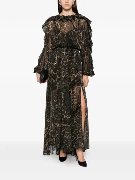 Rochie maxi Just Cavalli cu imagine cu model leopard negru