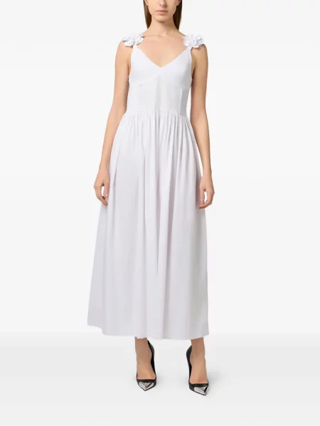 Rochie maxi Philipp Plein cu model floral cu bretele alb