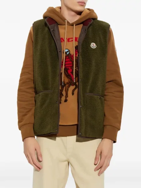 Geacă cu puf Moncler cu glugă verde