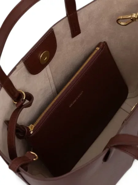 Geantă shopper Emporio Armani din piele maro