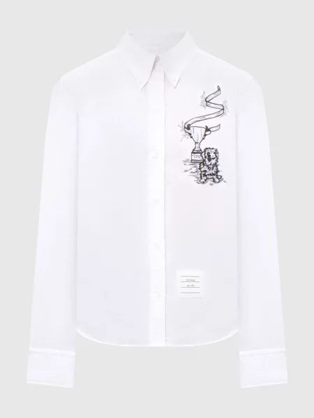 Сорочка з вишивкою Thom Browne біла