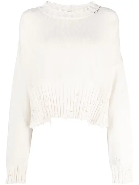 Pulover Marni zdrențuiți alb