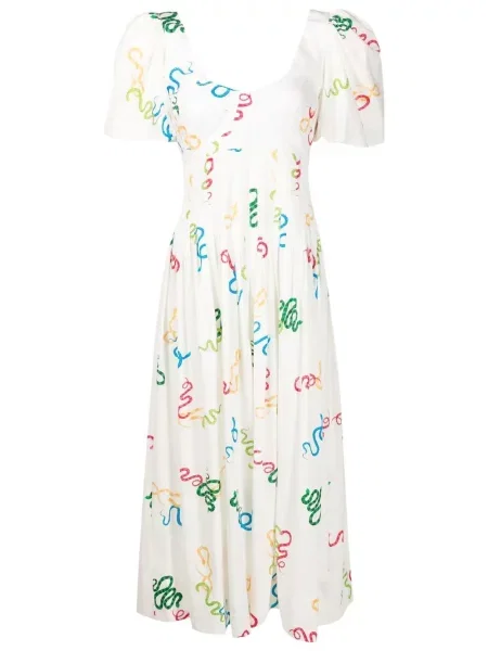 Sukienka Isolda z nadrukiem garniturowa biała