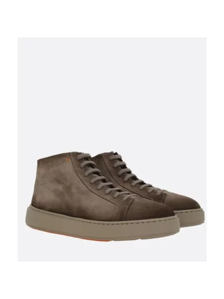 Sneakersy Santoni skórzane brązowe