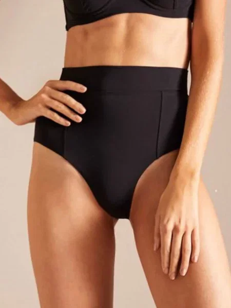 Женские плавки бикини с высокой посадкой чорні