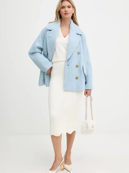 Спідниця з домішкою вовни Twinset midi олівець бежевий