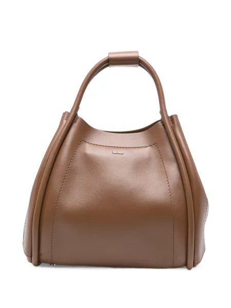 Geantă shopper Max Mara din piele maro