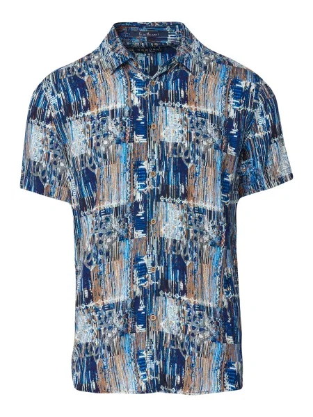 KOROSHI Košulja plava / noćno plava / smeđa bijela