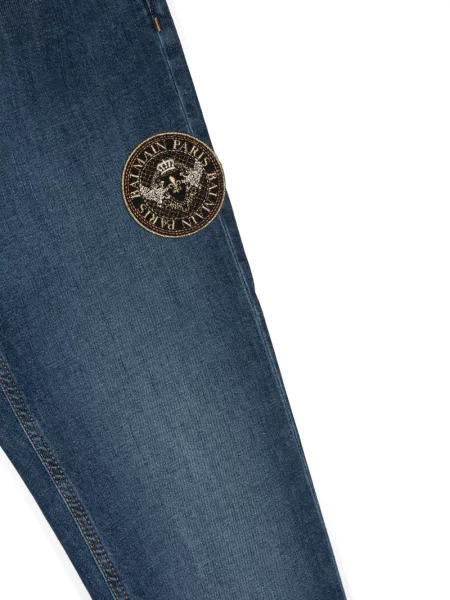 Jeansy straight leg dziecięce Balmain niebieskie