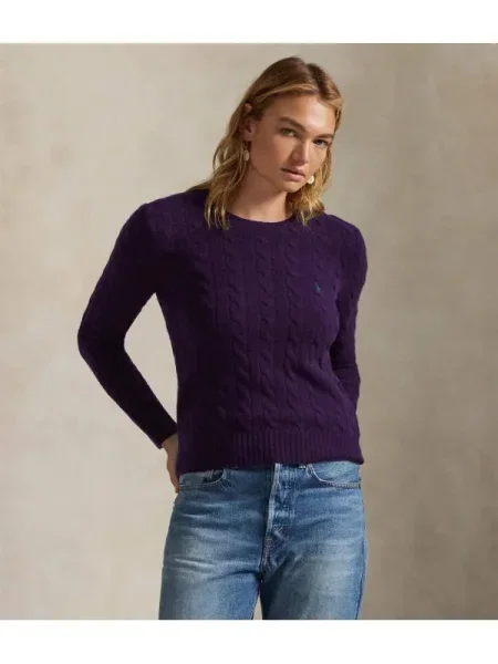 POLO RALPH LAUREN Gyapjú kötött pulóver JULIANNA | kasmír hozzáadásával lila