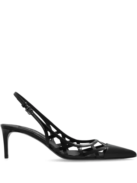 Kožené lodičky Dolce & Gabbana s otevřenou patou černé