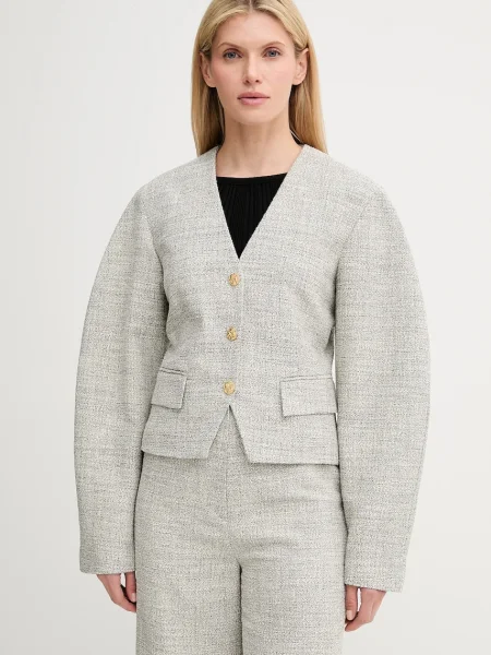 Nanushka sacou KIYO un singur rând de melanj gri