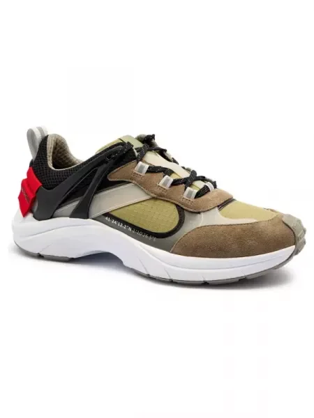 HUGO Sneakers cu adaos de piele verde