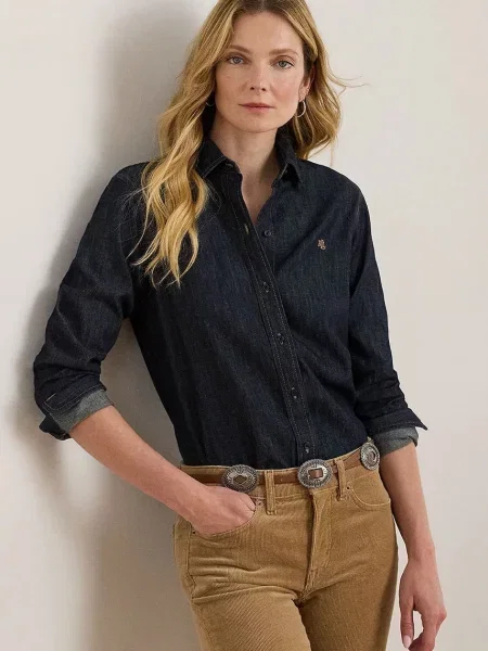 Lauren Ralph Lauren cămașă pentru femei din denim negru