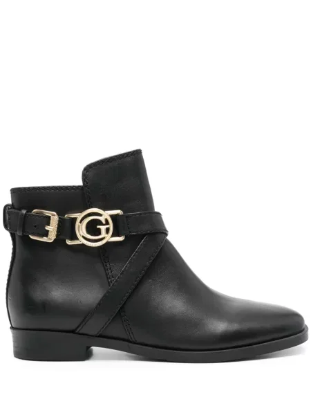 Botine Guess din piele cu autograf negru