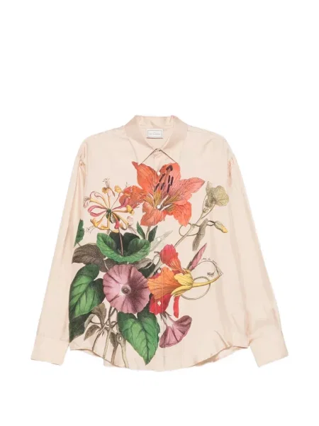 Cămașă Pierre-louis Mascia de mătase cu model floral cu imagine roz