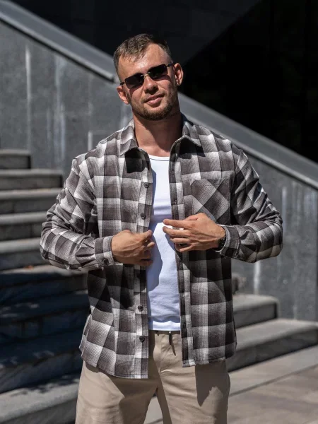 Сорочка TeamV фланель коричневий