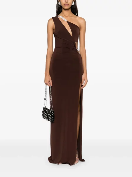Rochie Nissa de cristal maro