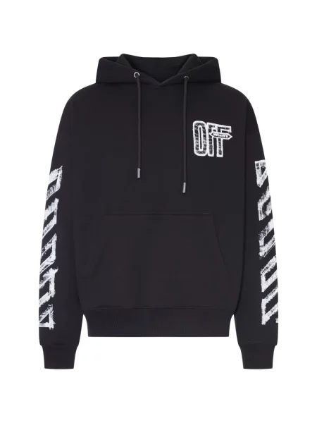 Hanorac cu glugă Off-white cu imagine alb