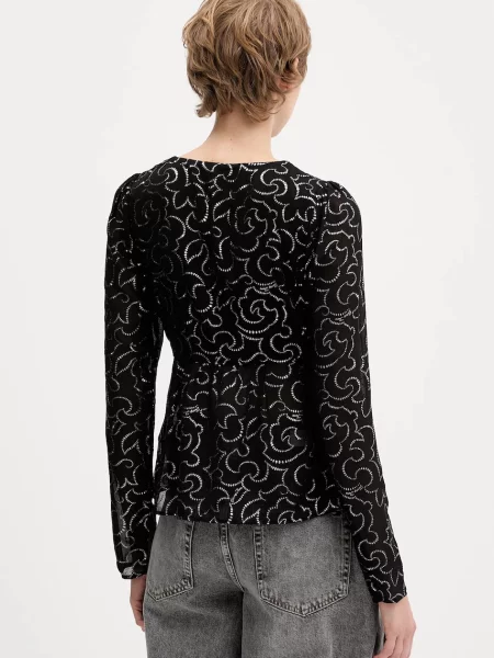 Tommy Jeans bluză cu imprimeu negru