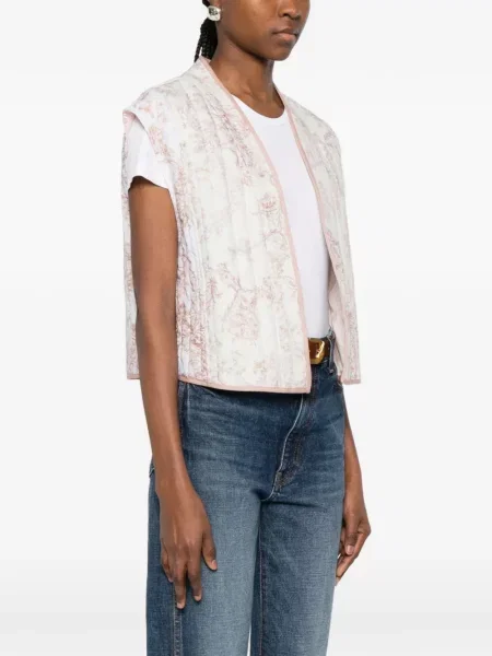 Vestă Forte_forte cu model floral alb