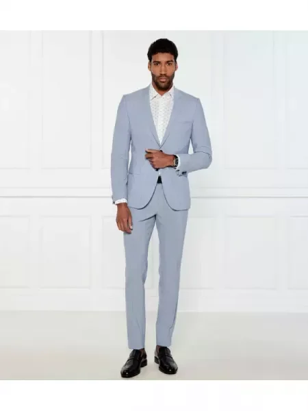 HUGO De lână costum | Extra slim fit albastru