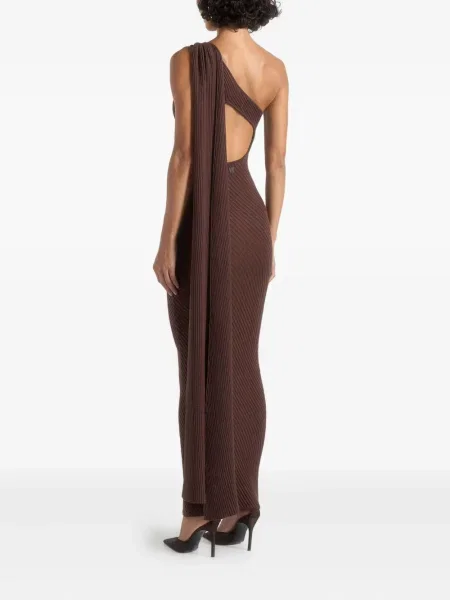 Rochie maxi Manière De Voir tricotate de costum maro