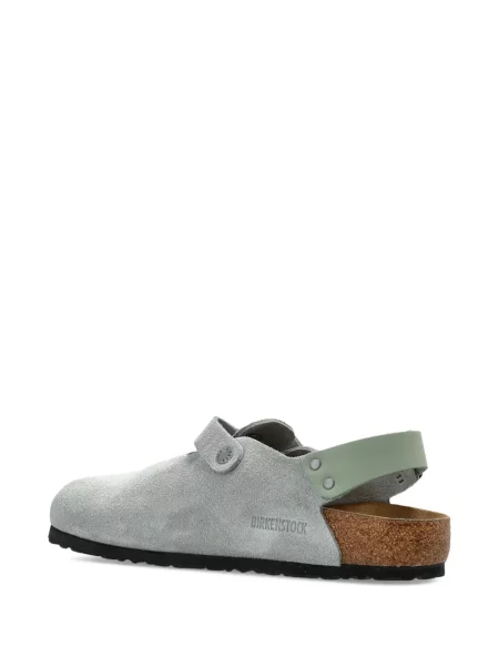 Saboți Birkenstock din piele de căprioară gri