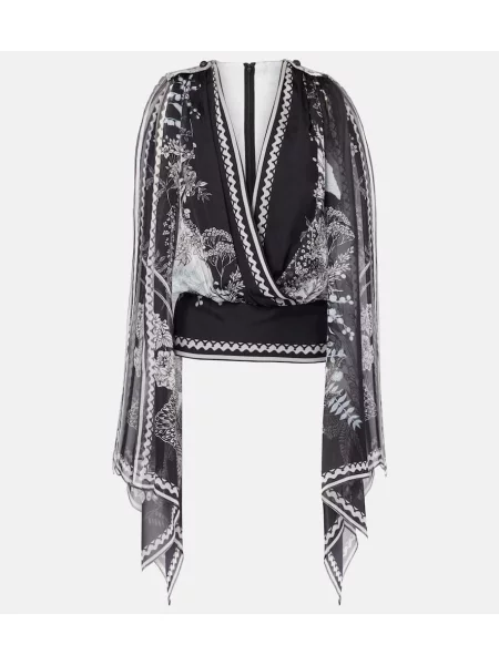 Bluză Elie Saab de mătase cu imagine