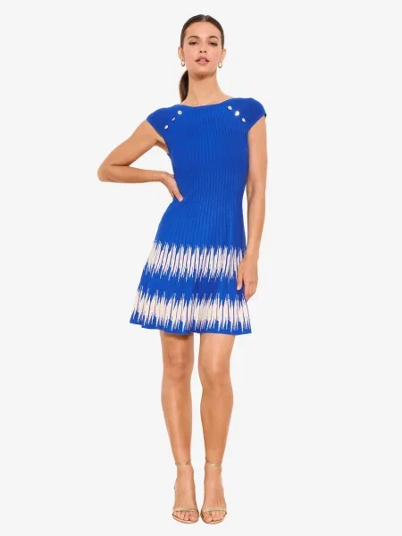 Lipsy Rochie tricotat albastru / murdar alb