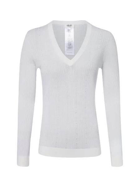 Liu Jo Collection sweter z dzianiny z wełny dziewiczej Kobiety wełna ze strzyży S biały