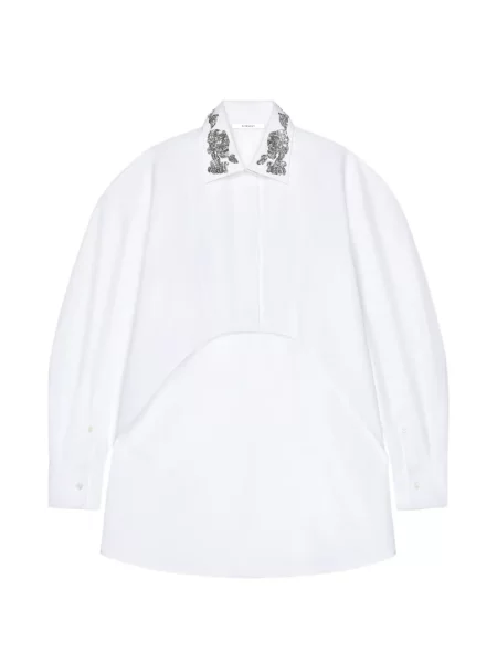 Cămașă Givenchy cu paiete asimetrică din poplin alb
