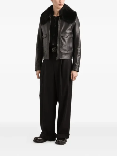 Pantaloni Dolce & Gabbana de lână plisate negru