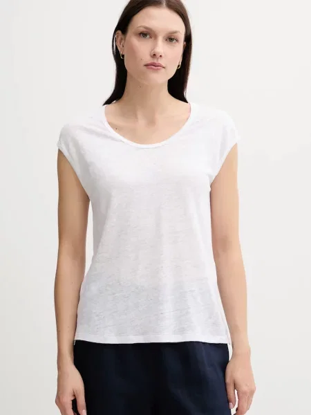 Ленена тениска United Colors of Benetton дамска бяло